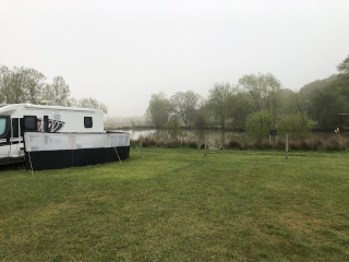 Motorhome by lake