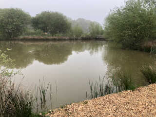 Bridge across idylic lake setting