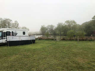 Motorhome by lake